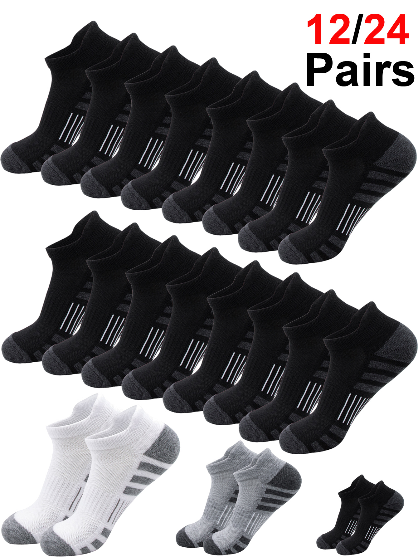 No Show Sock Women - 6/24 Pairs Cushioned Breathable Ankle Athletic