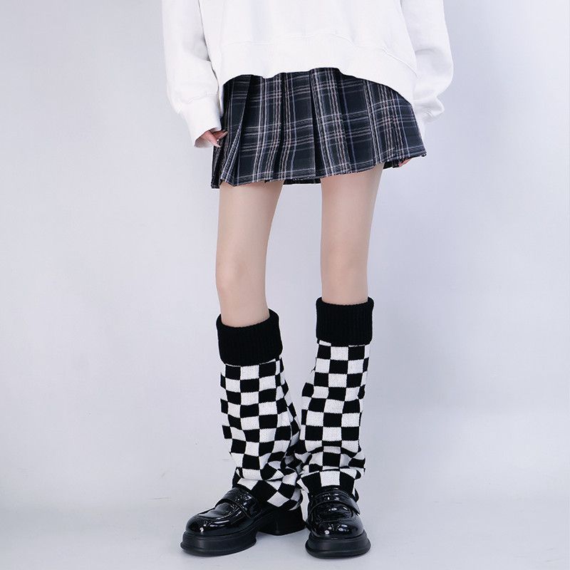 Black White Checkered Leg Warm – Boot Sock Slouchy Bewertung und Preis