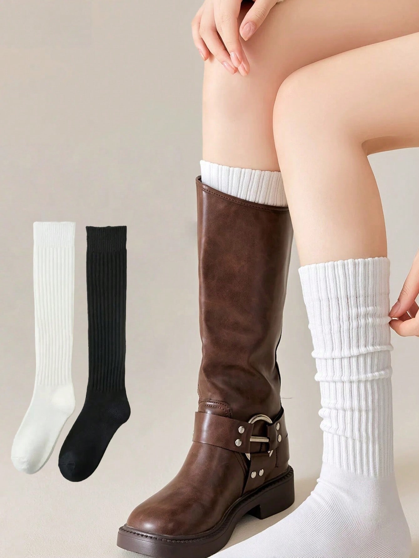 Women's Autumn/Winter Cute Gir – Boot Sock Slouchy Bewertung und Preis