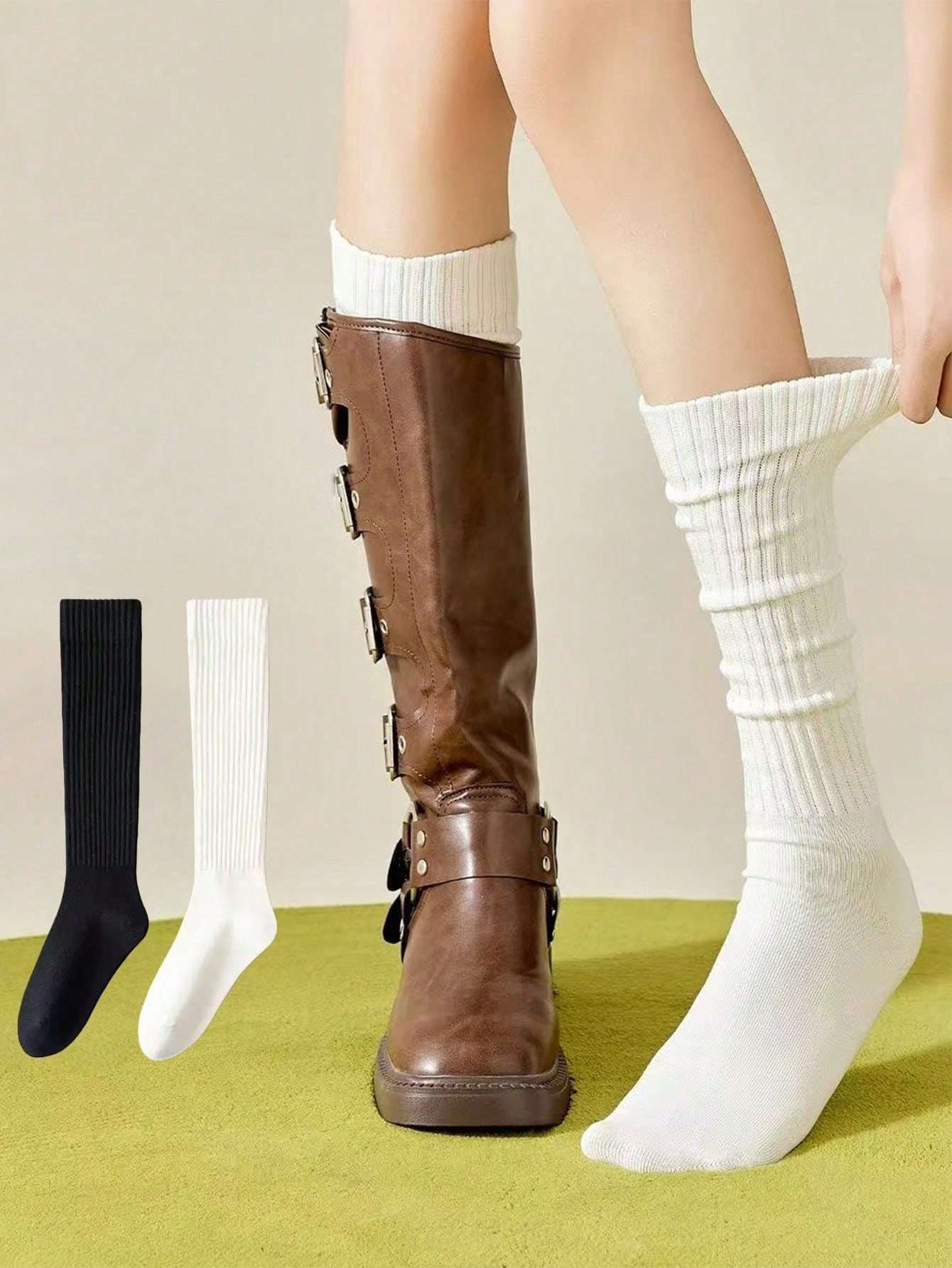 Women's Autumn/Winter Cute Gir – Boot Sock Slouchy Bewertung und Preis