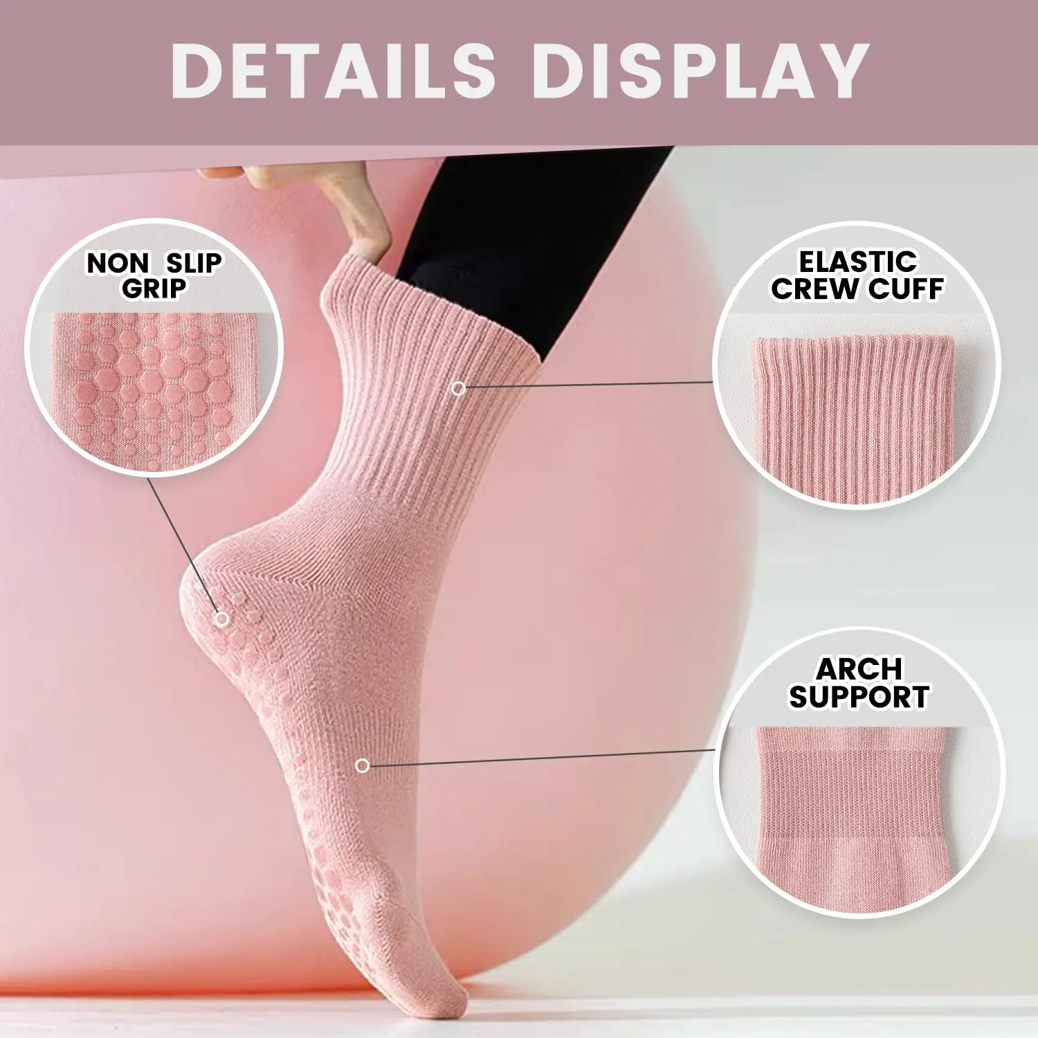 4 pairs of women's yoga socks, – Grip Sock Yoga Bewertung und Preis