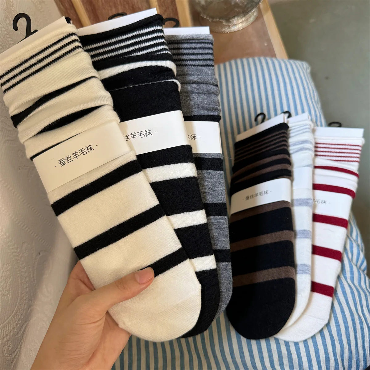 Korean Winter Striped Wool Sil – Silk Sock Bamboo Bewertung und Preis