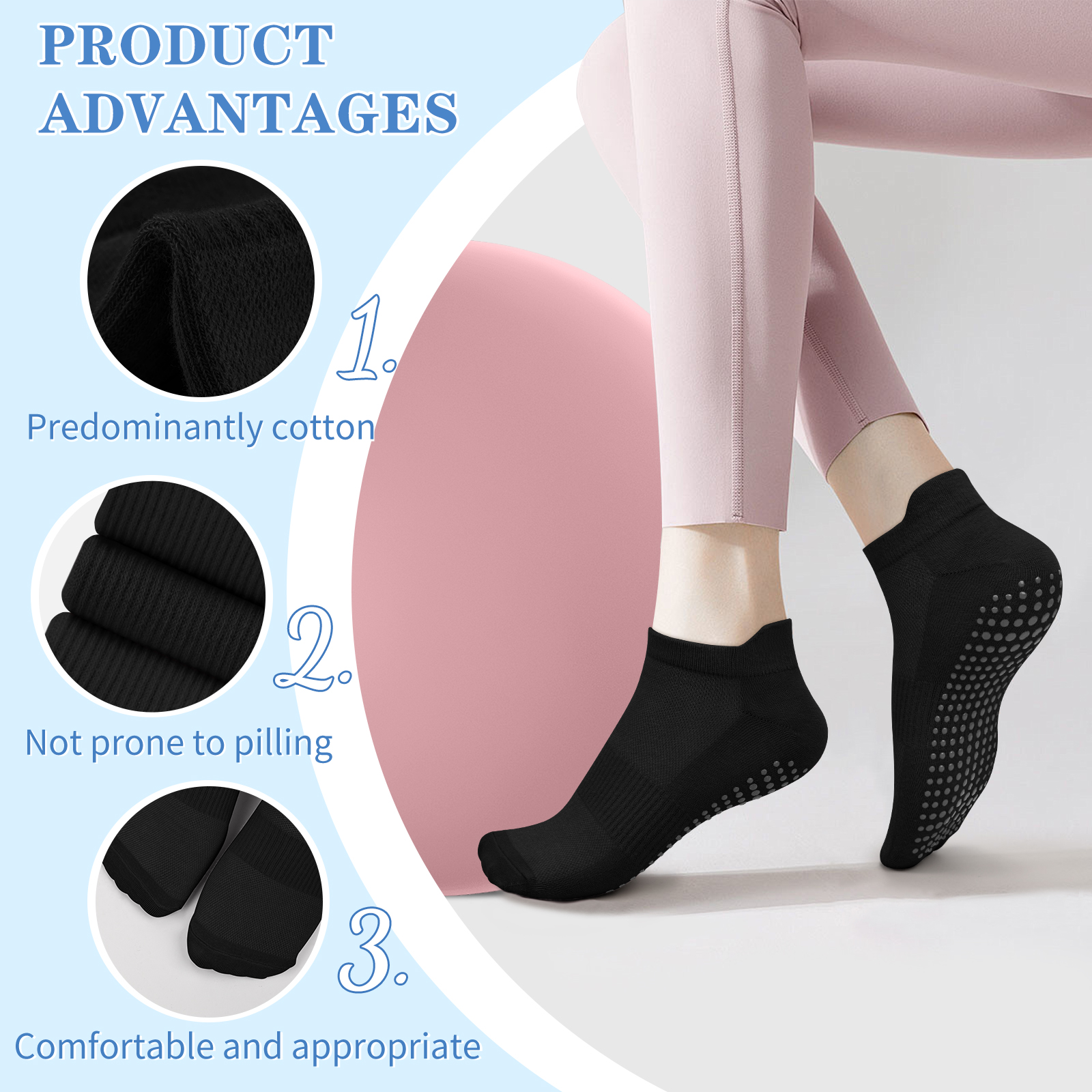 3 Pairs Yoga Socks Women Cotto – No Show Sock Women Bewertung und Preis